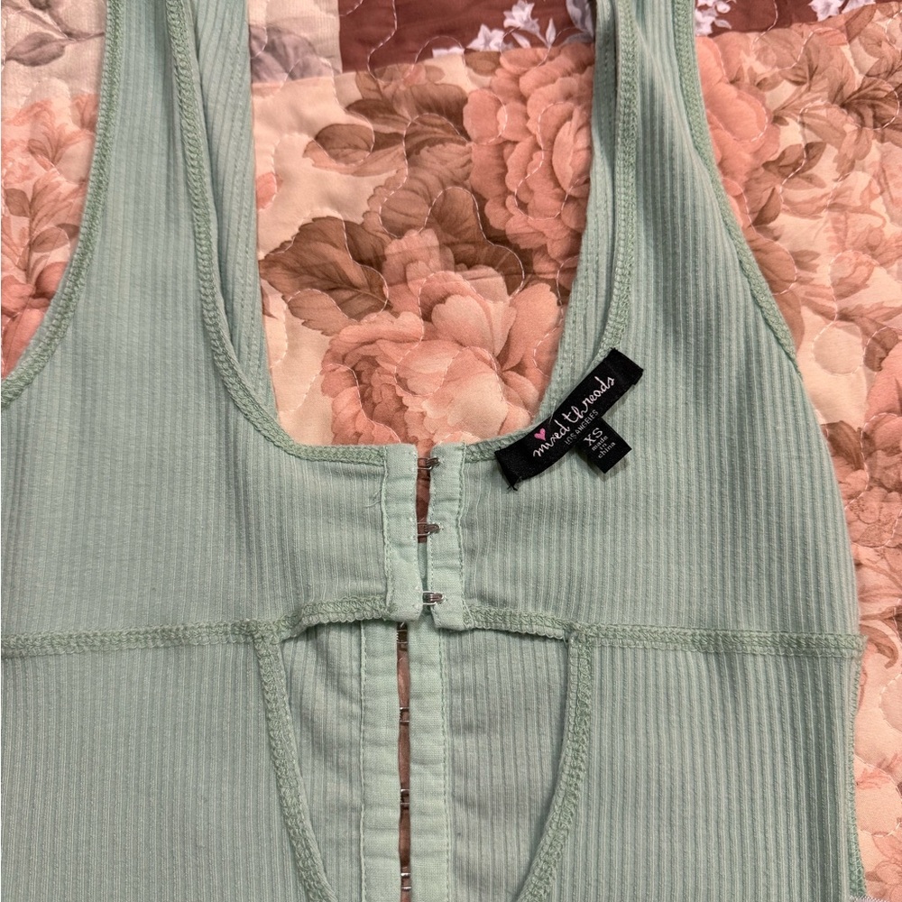 Madewell Mint Green Ribbed Front-Hook Tank